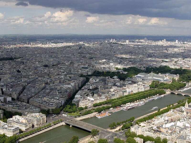 Aerial view of Paris cityscape