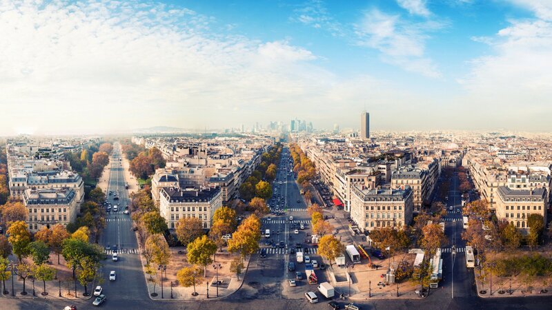 Aerial view of Paris cityscape