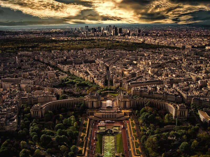 Aerial view of Paris cityscape