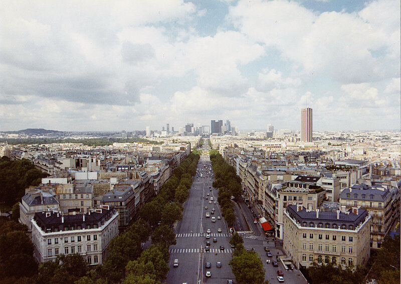 Aerial view of Paris cityscape