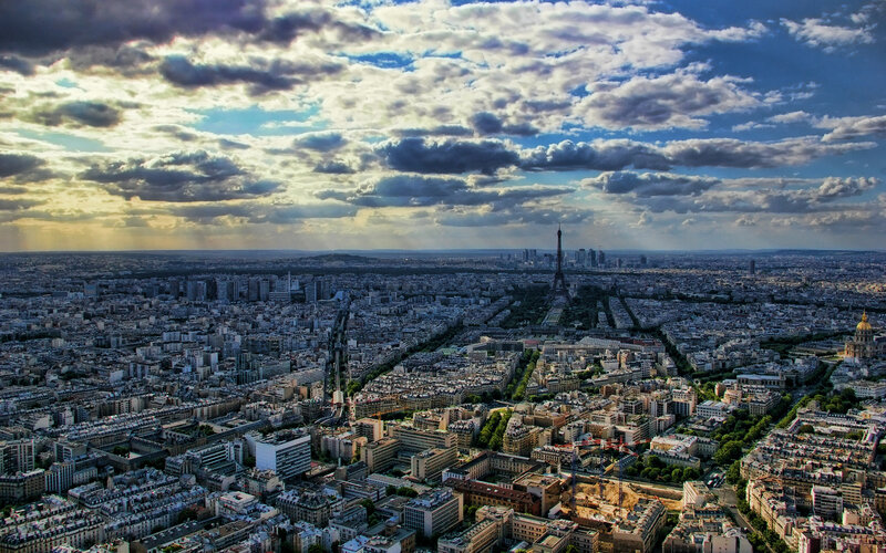 Aerial view of Paris cityscape