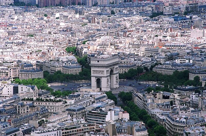 Aerial view of Paris cityscape