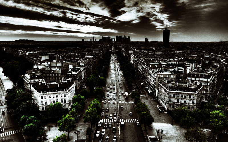 Aerial view of Paris cityscape