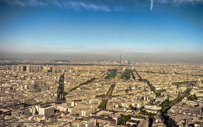 Aerial view of Paris cityscape