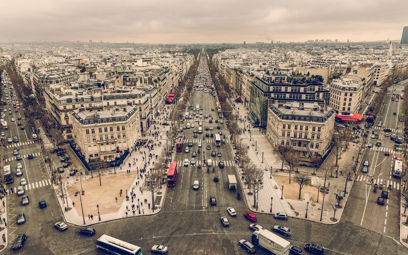 Aerial View of Paris — Gray, Overcast