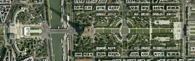 Aerial view of Paris landmarks