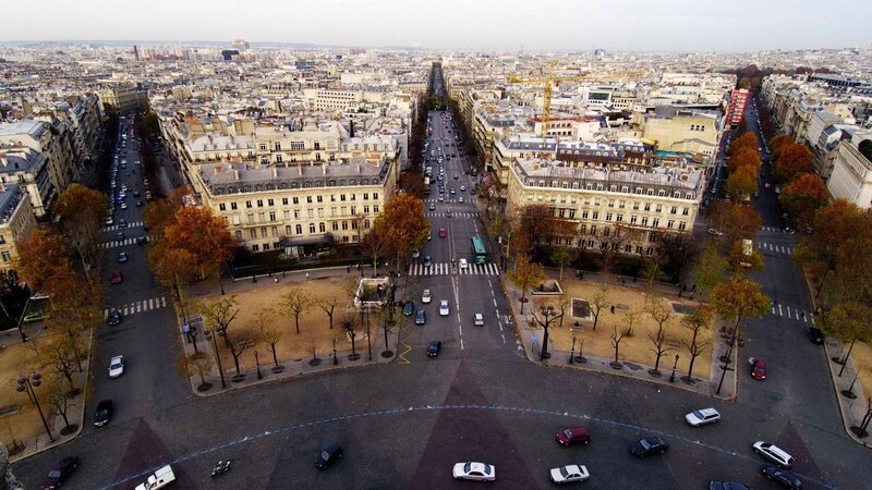 Aerial view of Paris streets