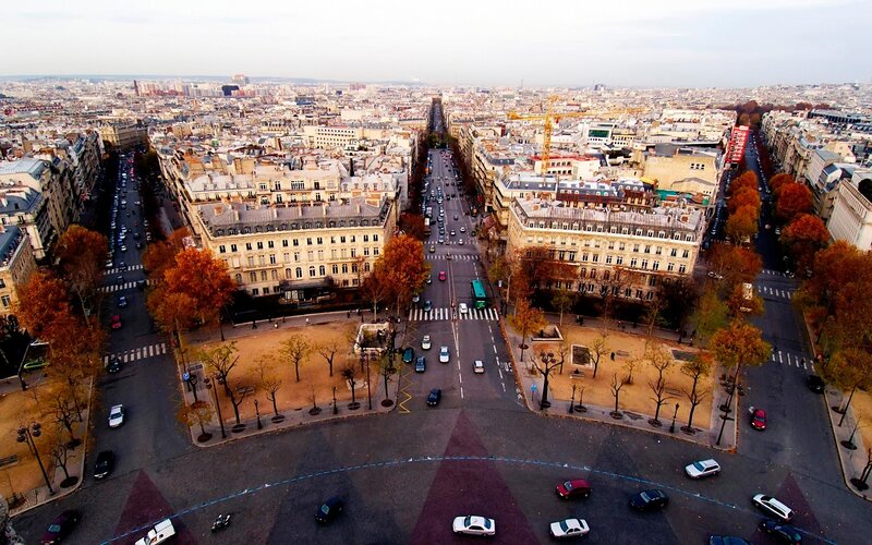 Aerial view of Paris streets