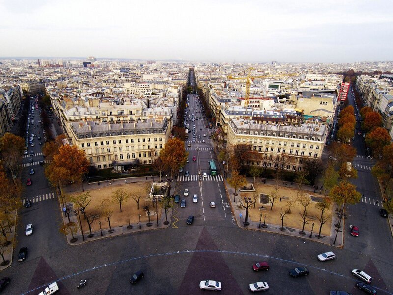 Aerial view of Paris streets
