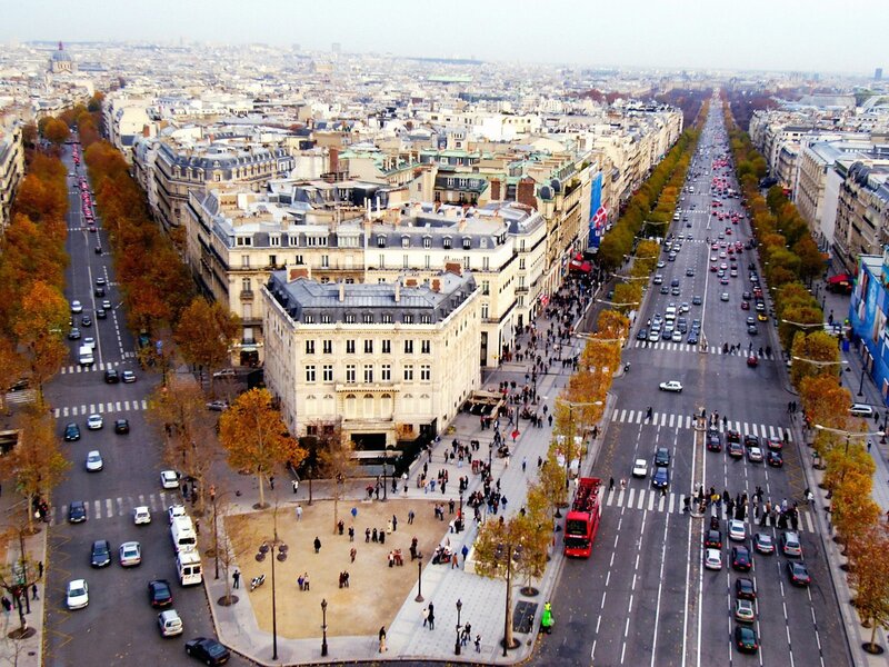 Aerial view of Paris streets