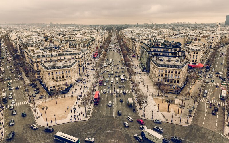 Aerial view of Paris streets