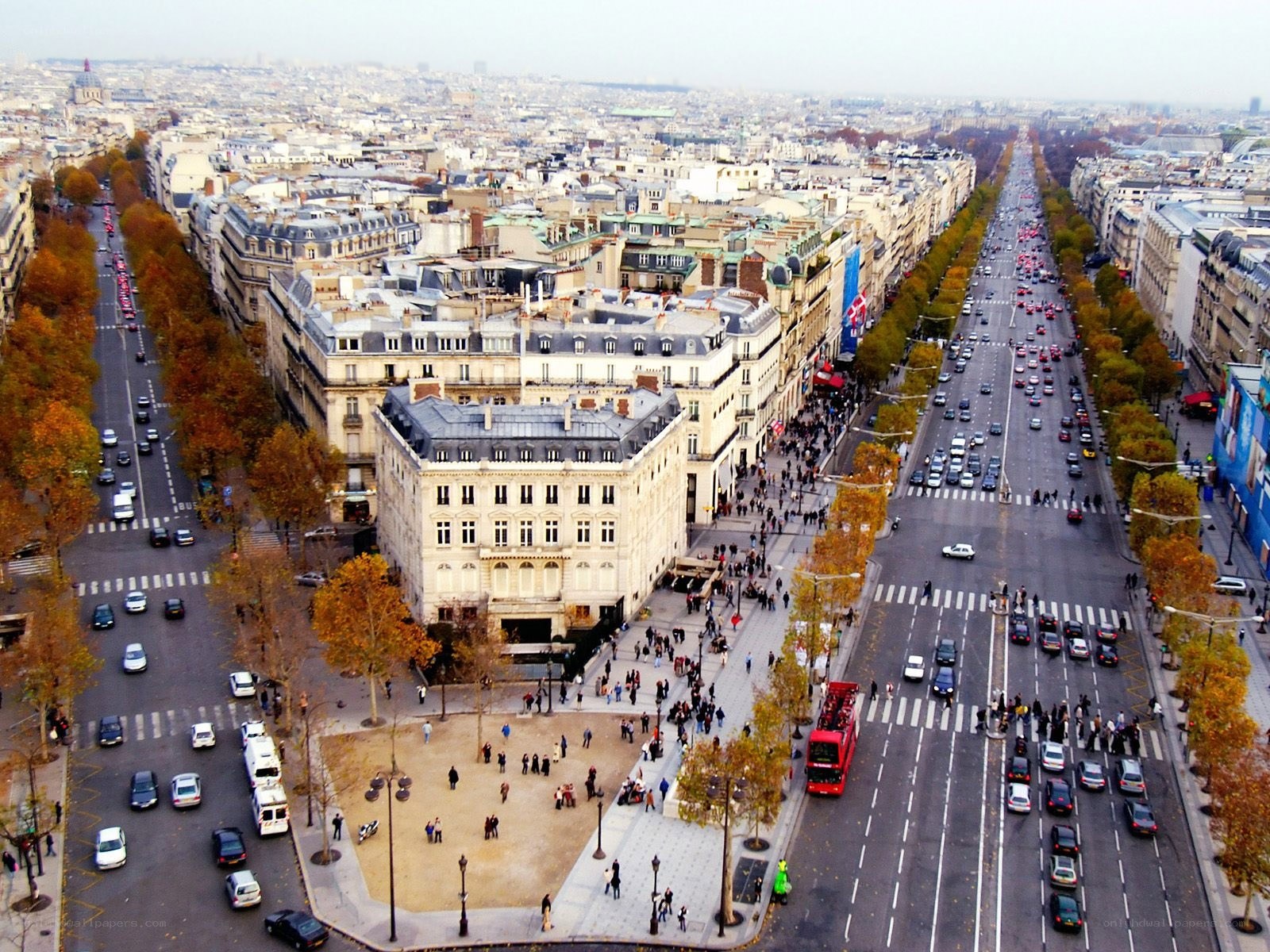 Aerial view of Paris streets