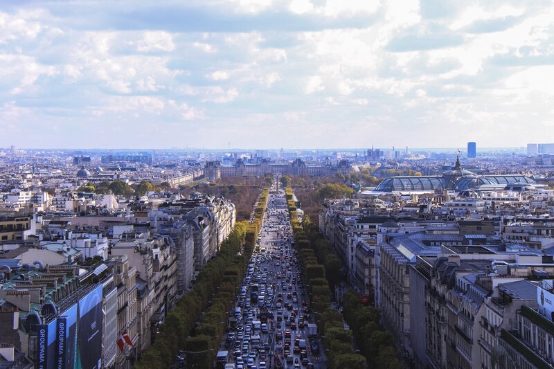 Aerial view of Paris traffic