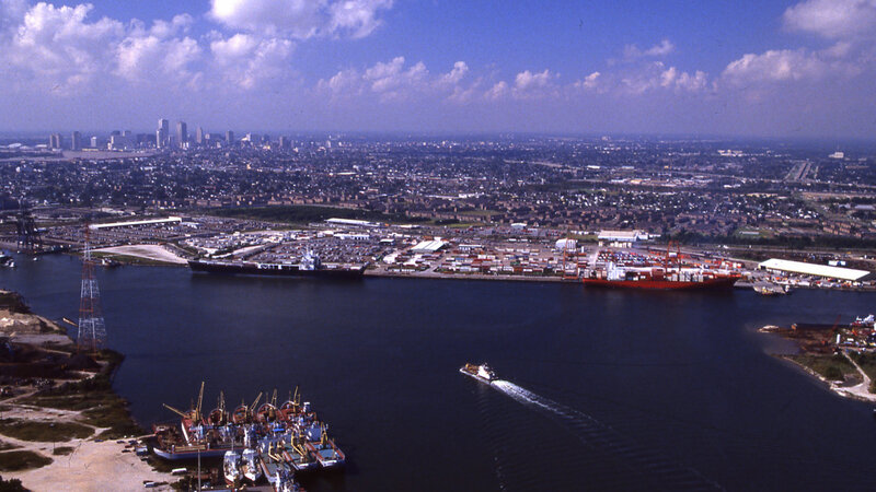 Aerial View of Port — Blue
