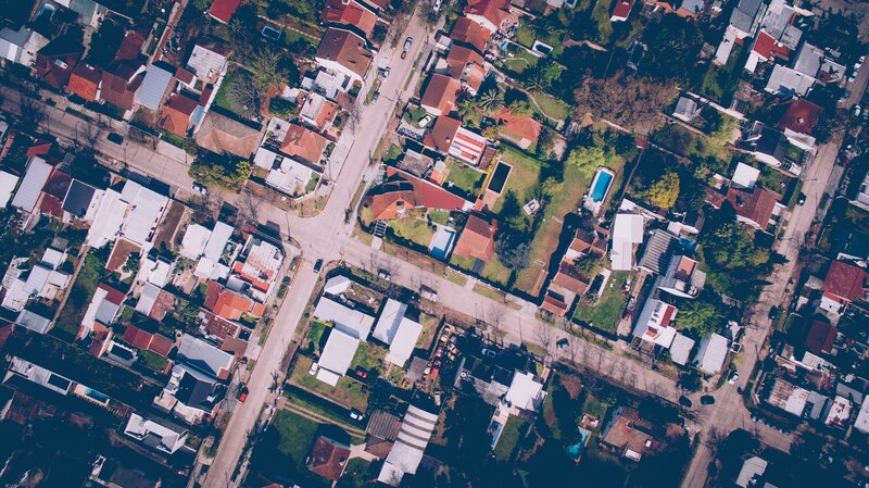 Aerial View of Residential Neighborhood — Green