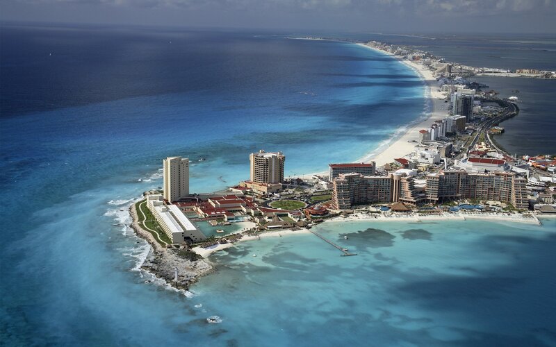 Aerial view of resort city