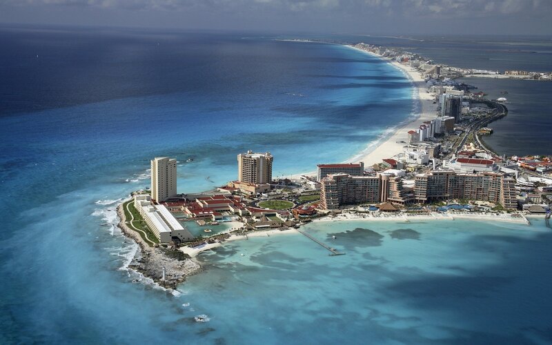 Aerial view of resort city