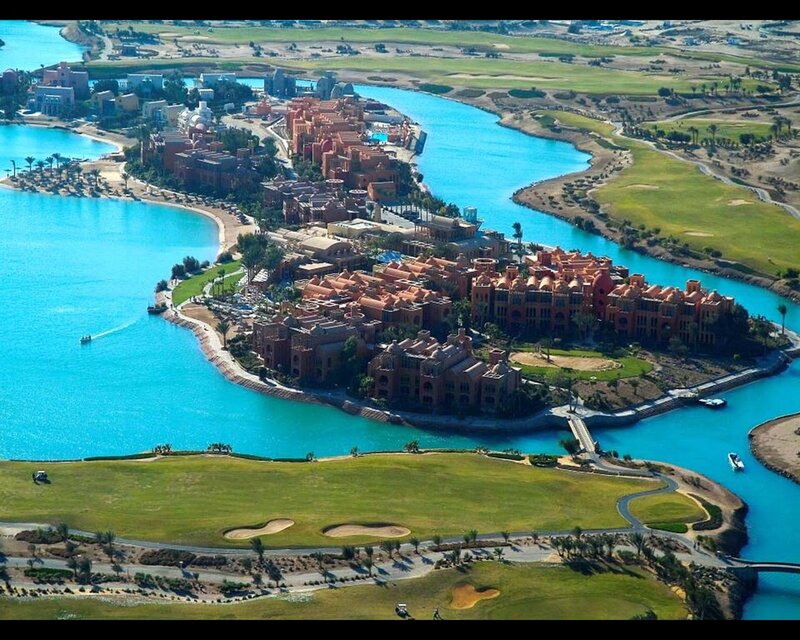 Aerial view of resort complex