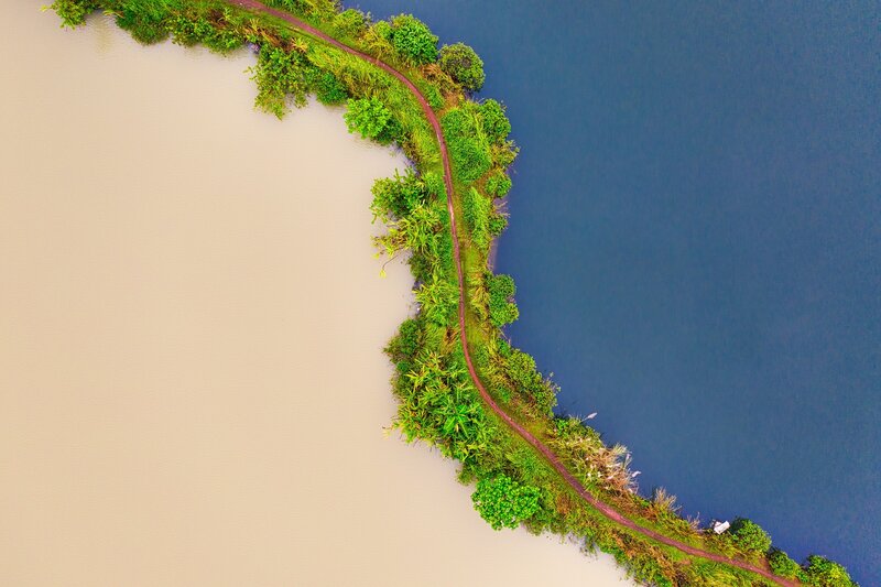 Aerial View of River Bend — Blue