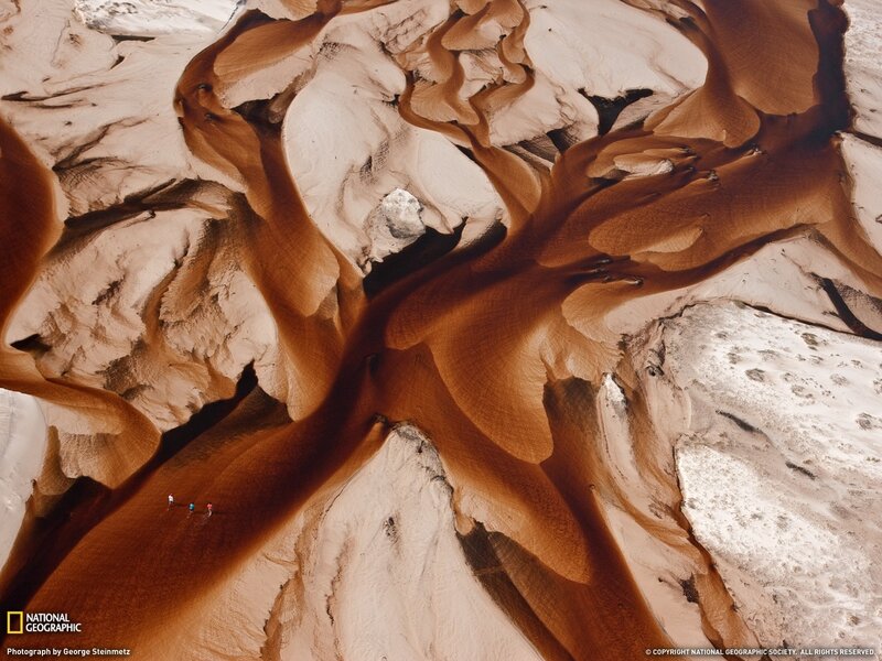 Aerial view of river delta