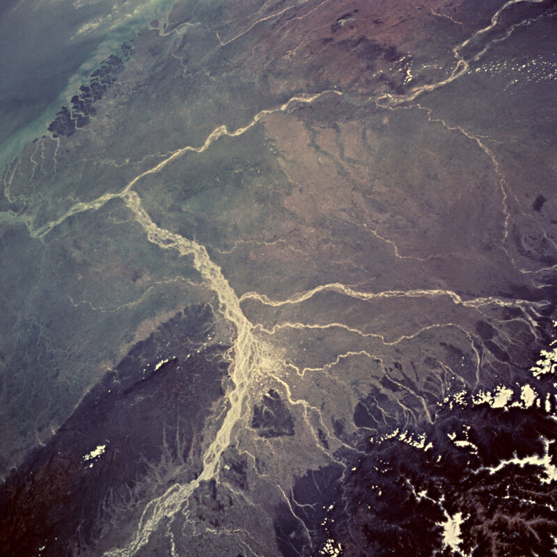 Aerial view of river delta