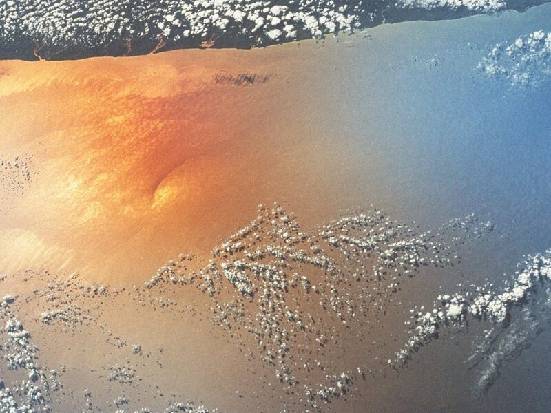 Aerial view of river delta