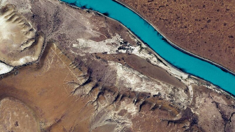 Aerial View of River Delta — Blue, Arid