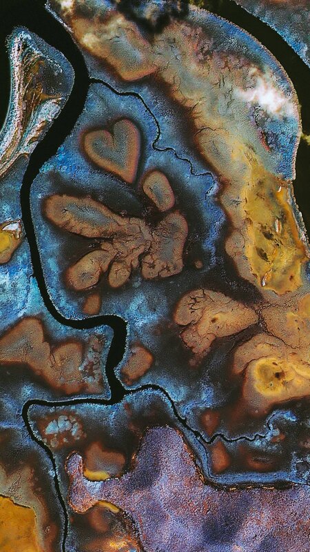 Aerial View of River Delta — Blue, Dramatic, Photograph