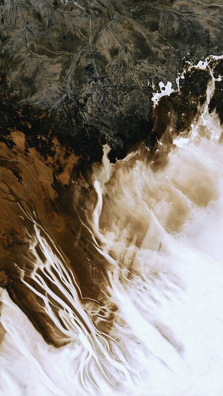 Aerial View of River Delta — Brown, Dramatic, Photograph
