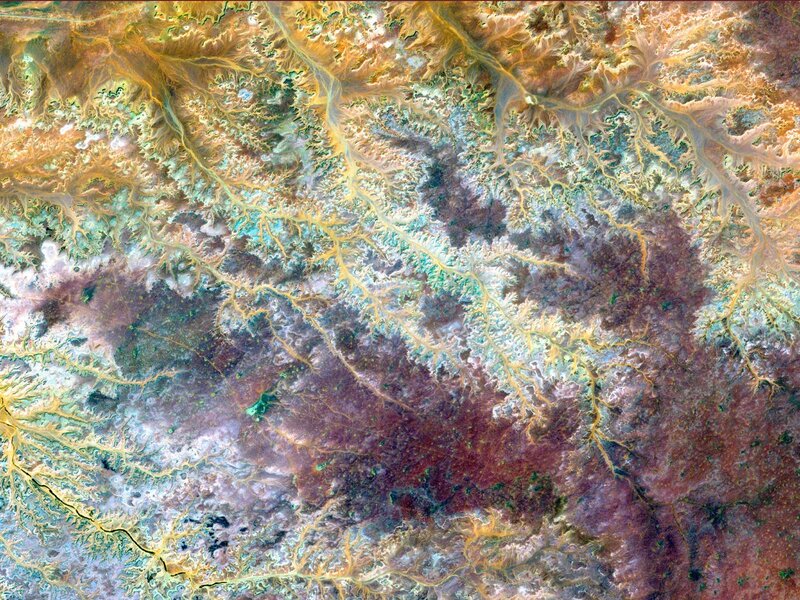 Aerial view of river deltas