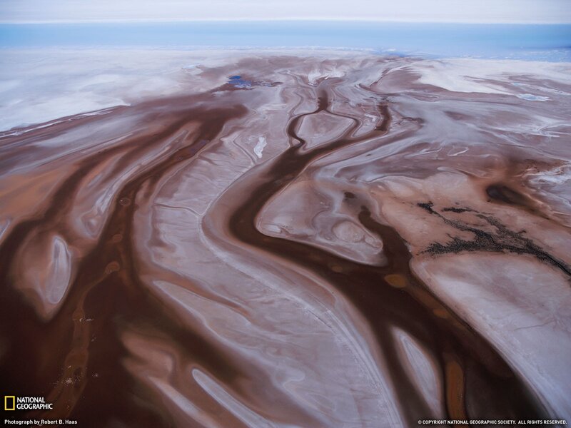 Aerial view of river deltas