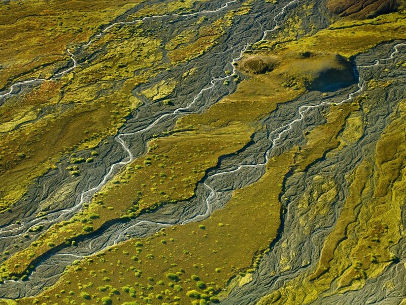 Aerial view of river deltas