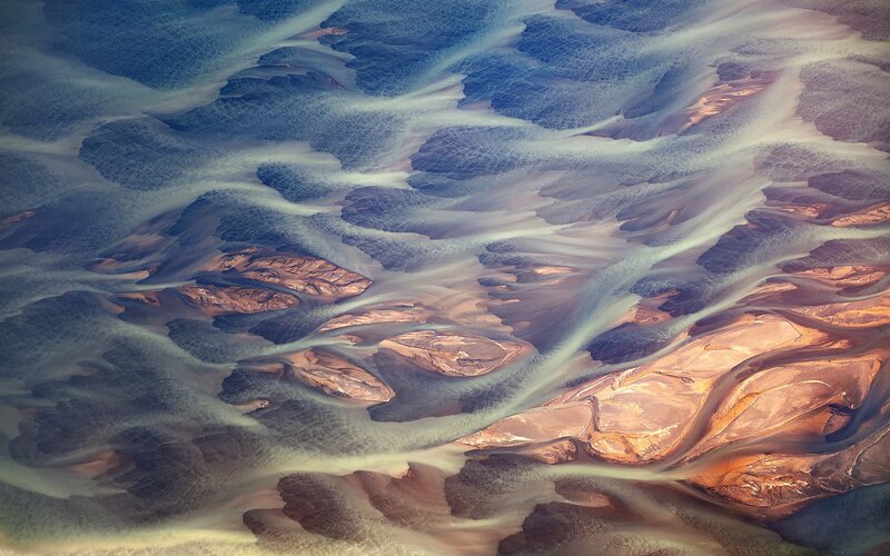 Aerial View of River Deltas — Blue