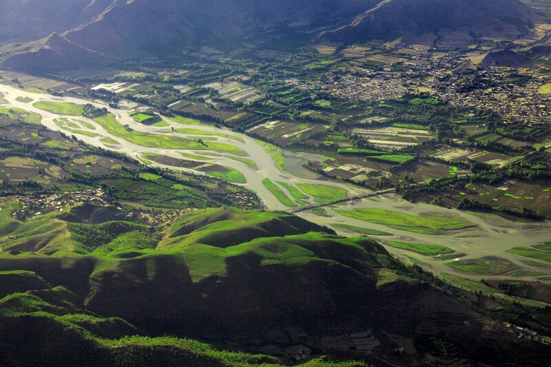 Aerial view of river valley