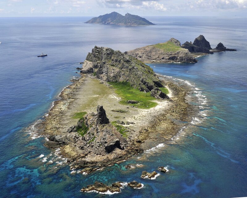 Aerial view of rocky islands