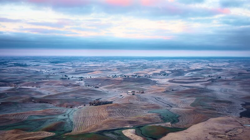 Aerial View of Rolling Hills — Blue
