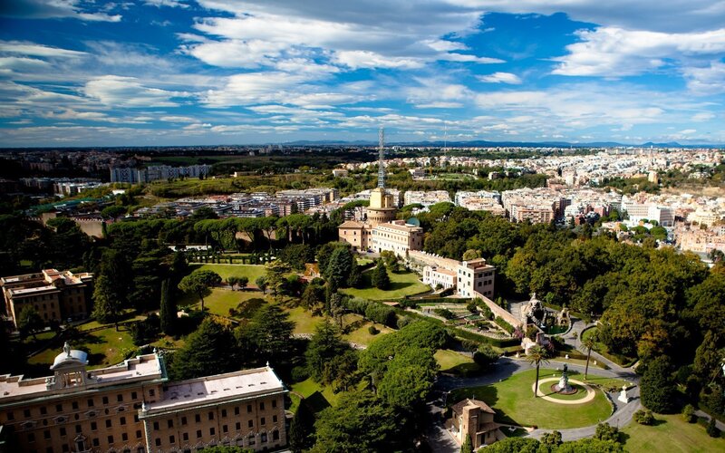 Aerial view of Rome's gardens