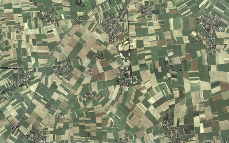 Aerial view of rural farmland