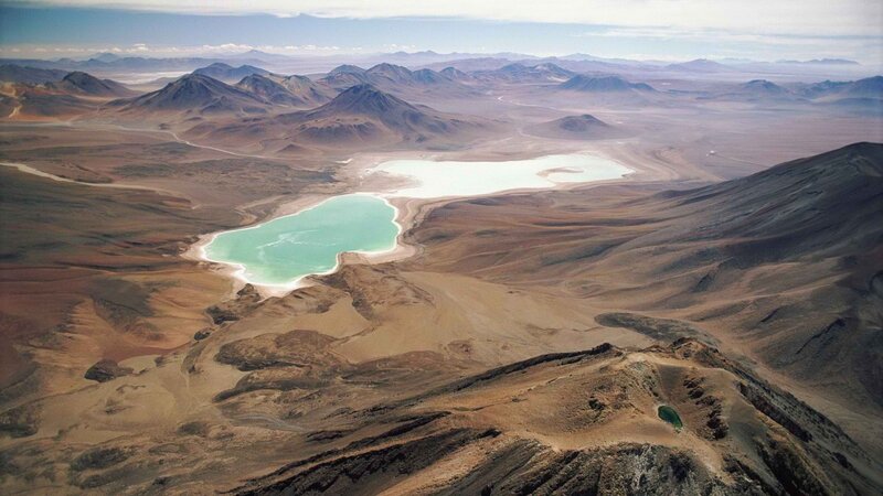 Aerial view of salt lakes