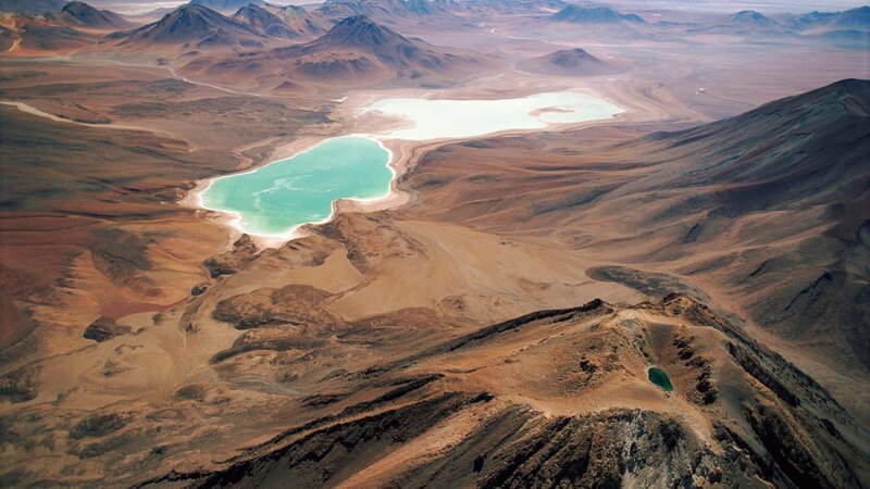 Aerial view of salt lakes