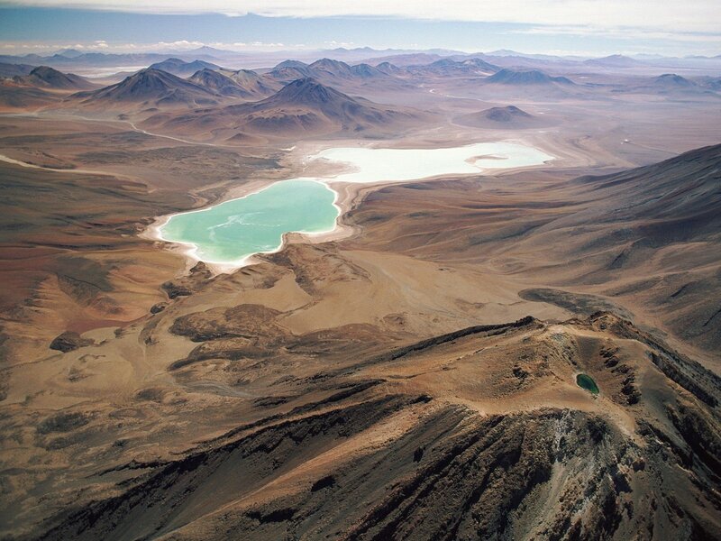 Aerial view of salt lakes