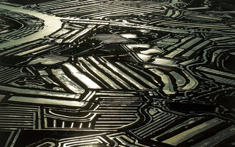 Aerial view of salt pans