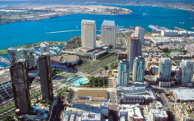 Aerial view of San Diego skyline