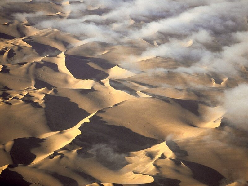 Aerial view of sand dunes