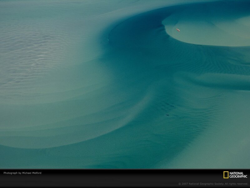 Aerial view of sand dunes