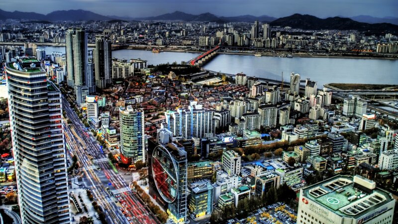 Aerial View of Seoul City — Blue, Dramatic, Night
