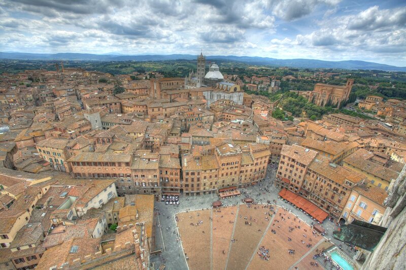 Aerial view of Siena's historic center