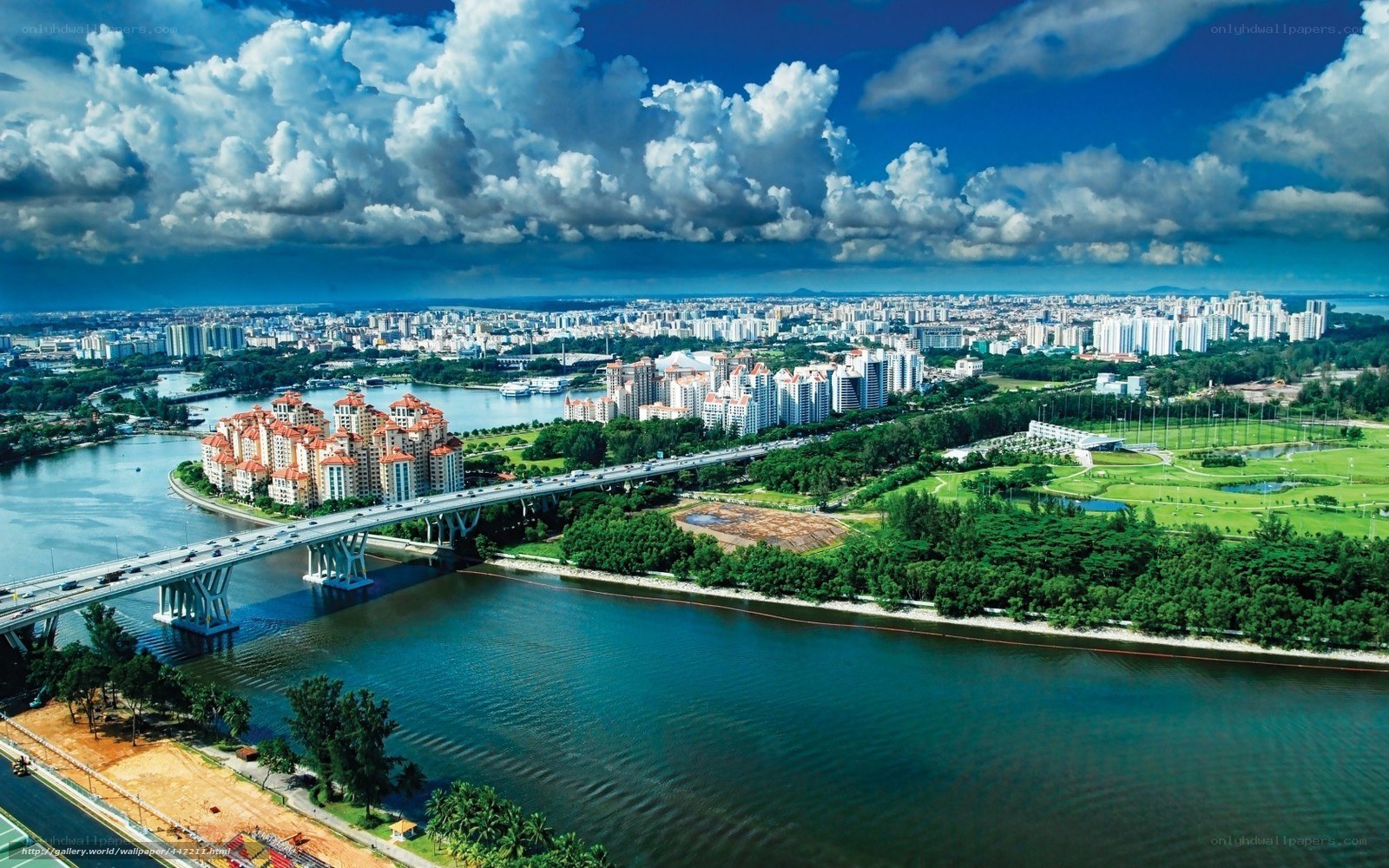 Aerial view of Singapore cityscape