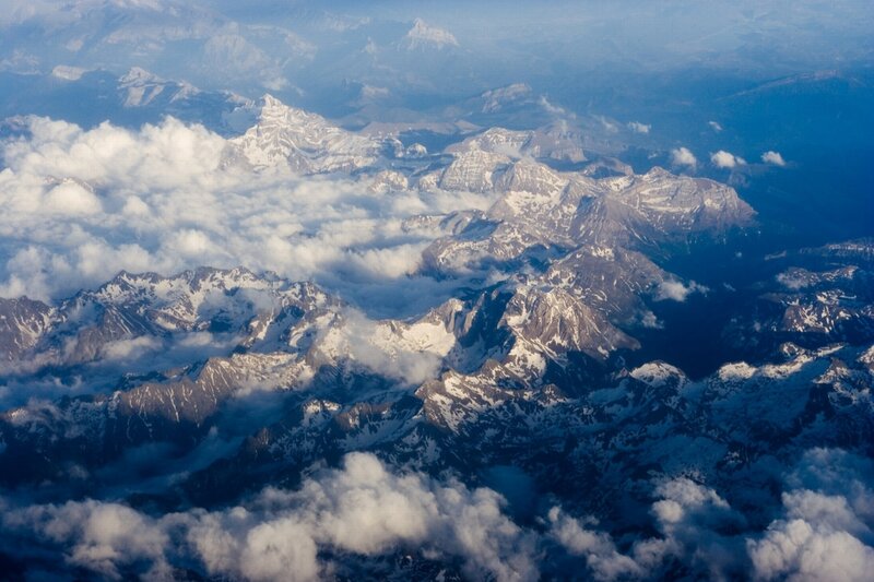 Aerial view of snow-capped mountains