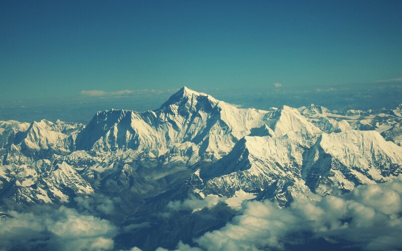 Aerial view of snow-capped mountains